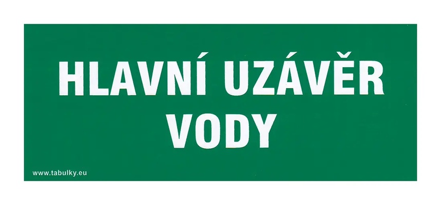 Almi Praha - Tabulka samolepící - Hlavní uzávěr vody 210x87mm