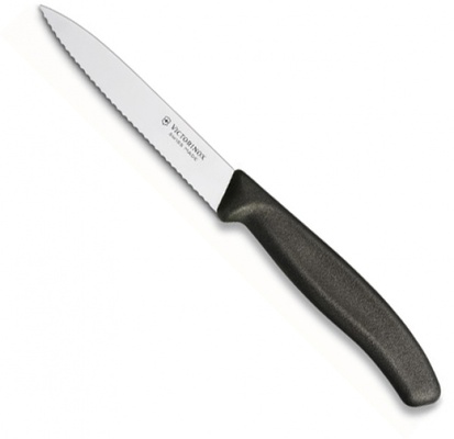 Almi Praha - Nůž na zeleninu 10cm, vlnitý špičatý VICTORINOX 6.7733 černý