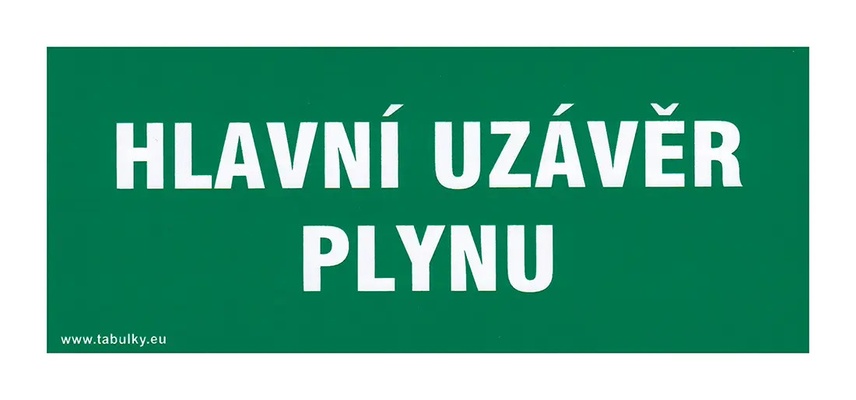 Almi Praha - Tabulka samolepící - Hlavní uzávěr plynu 210x87mm